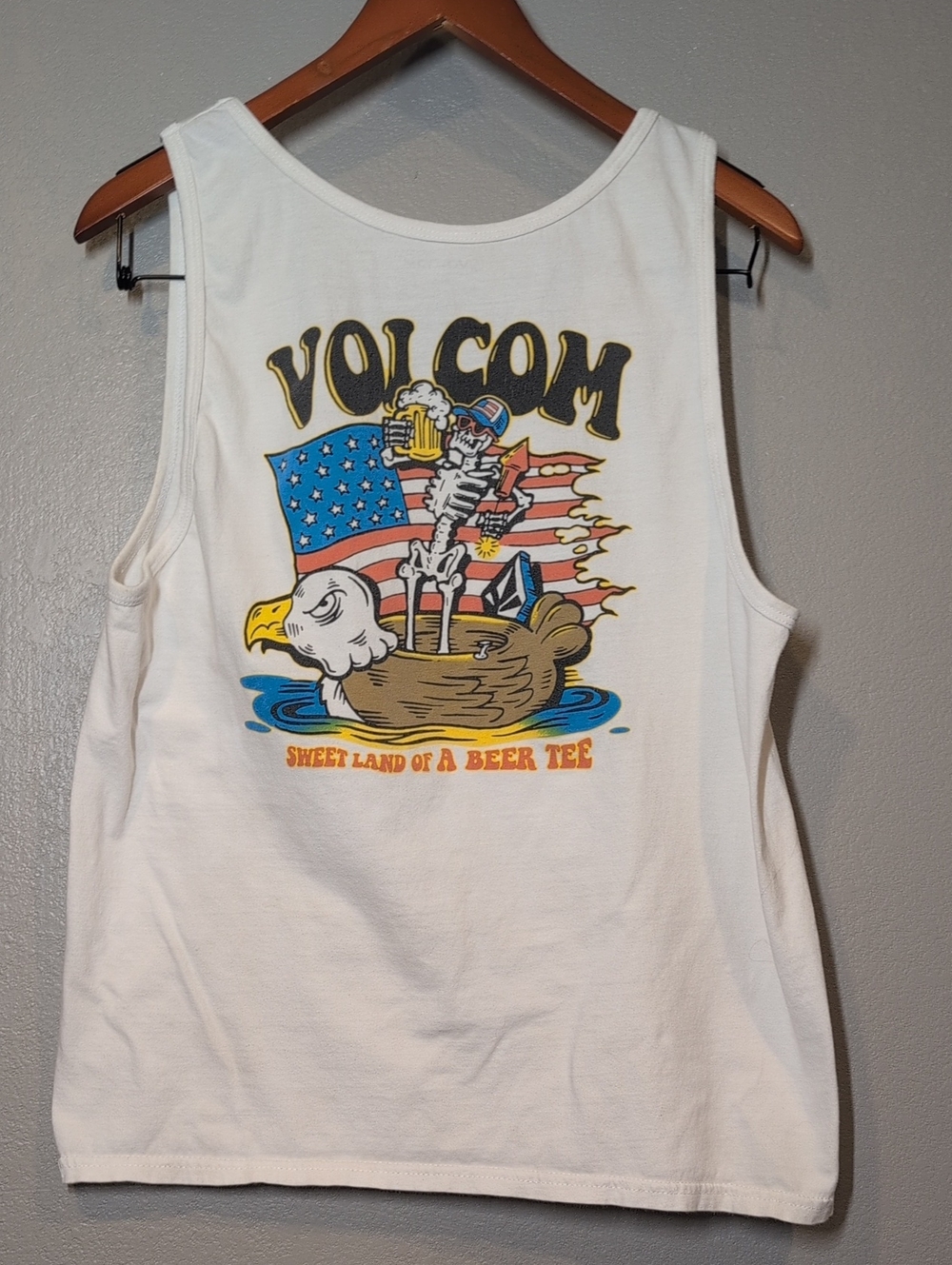Volcom 100% Cotton Froth Of July Beer Party Graphic Serve Stoked Tank